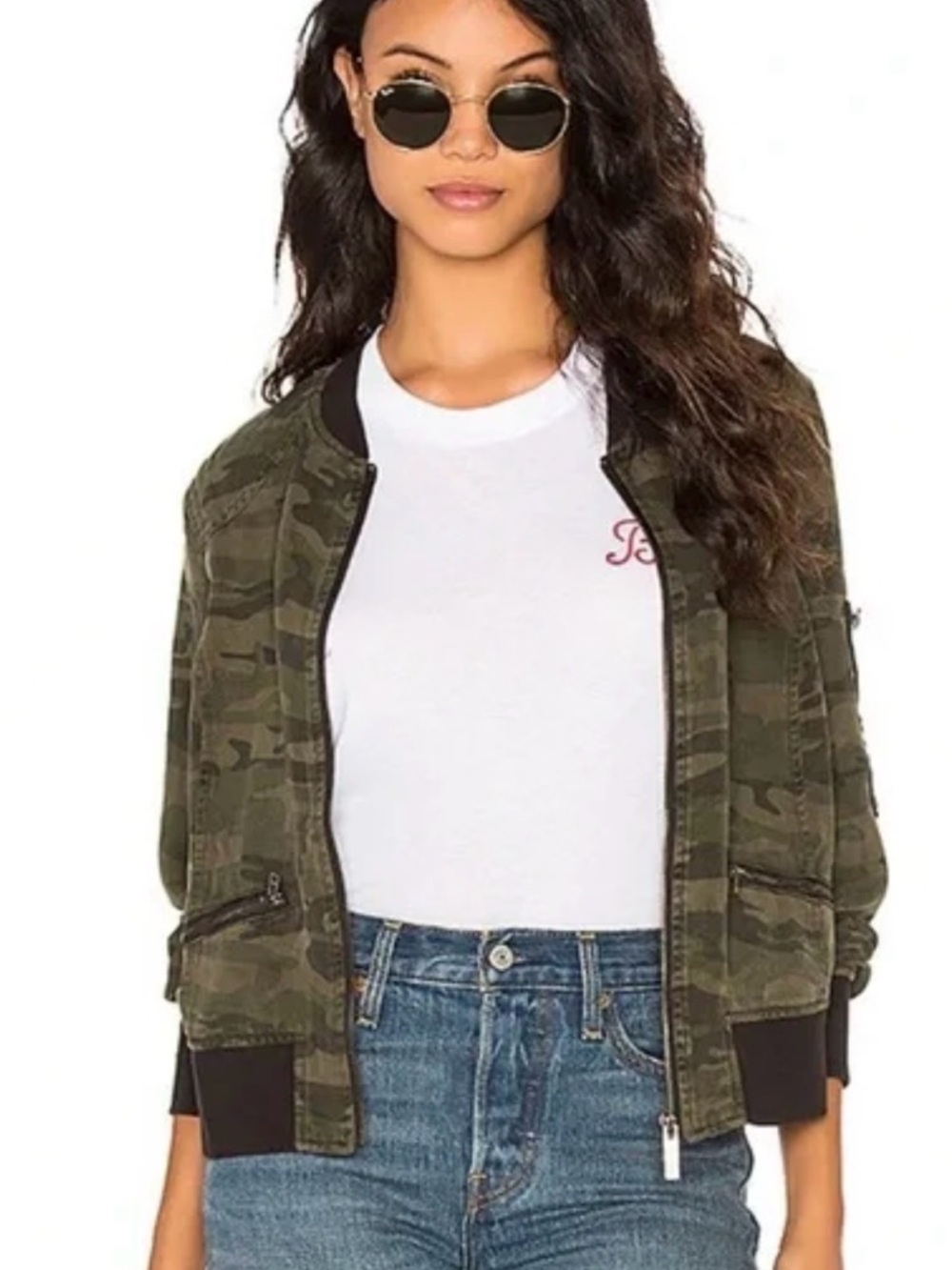 Sanctuary {from Anthropologie} Cotton Camo Bomber Jacket — Size Medium - Picture 3 of 7